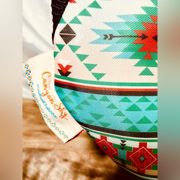 Blue CANYON SKY Aztec Design Insulated Tote Bag Soft Cooler Handle Zip 18" x 14" - Picture 3 of 5